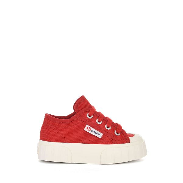 Superga 2630 Stripe Red Low Top Sneakers - Kids Sneakers USA | US2516915